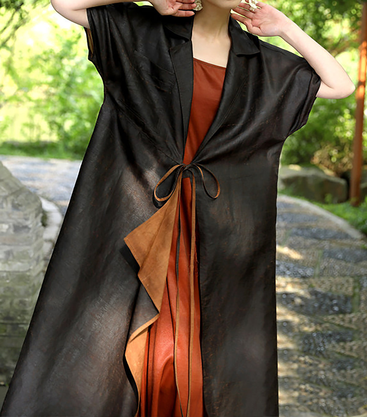 edoa Cracked Mud Silk Duster Coat