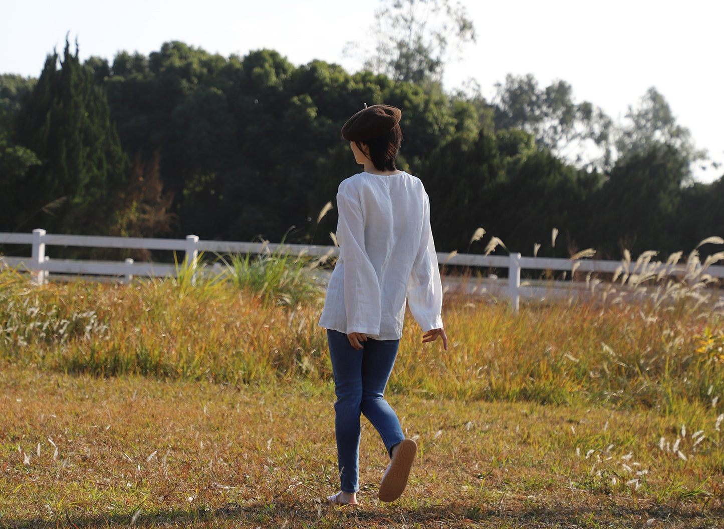 edoa Oversized Two Way Collar Linen Shirt