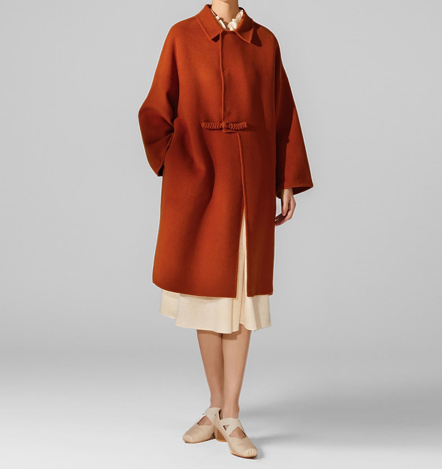 edoa Chinese Style Double-faced Wool Coat 