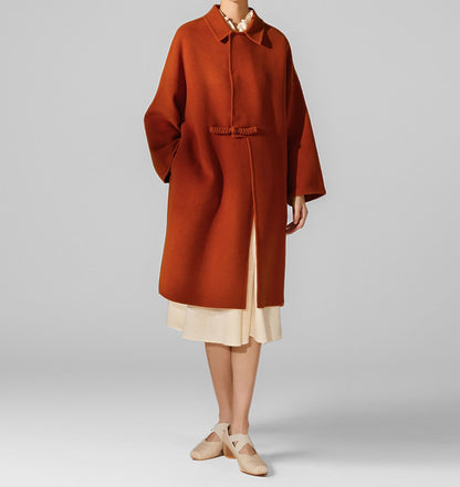 edoa Chinese Style Double-faced Wool Coat 