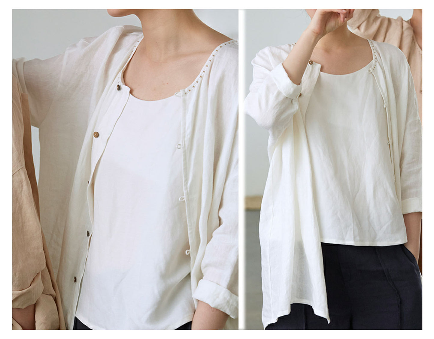 edoa Off White French Linen Jacket