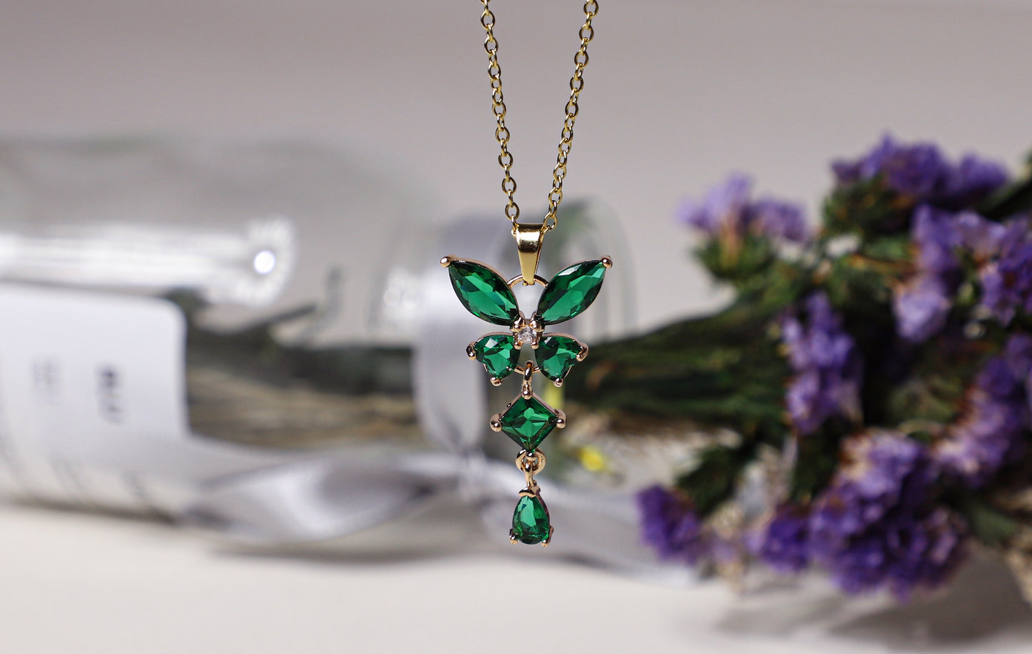 edoa Minimalist Birthstone Butterfly Pendant Necklace