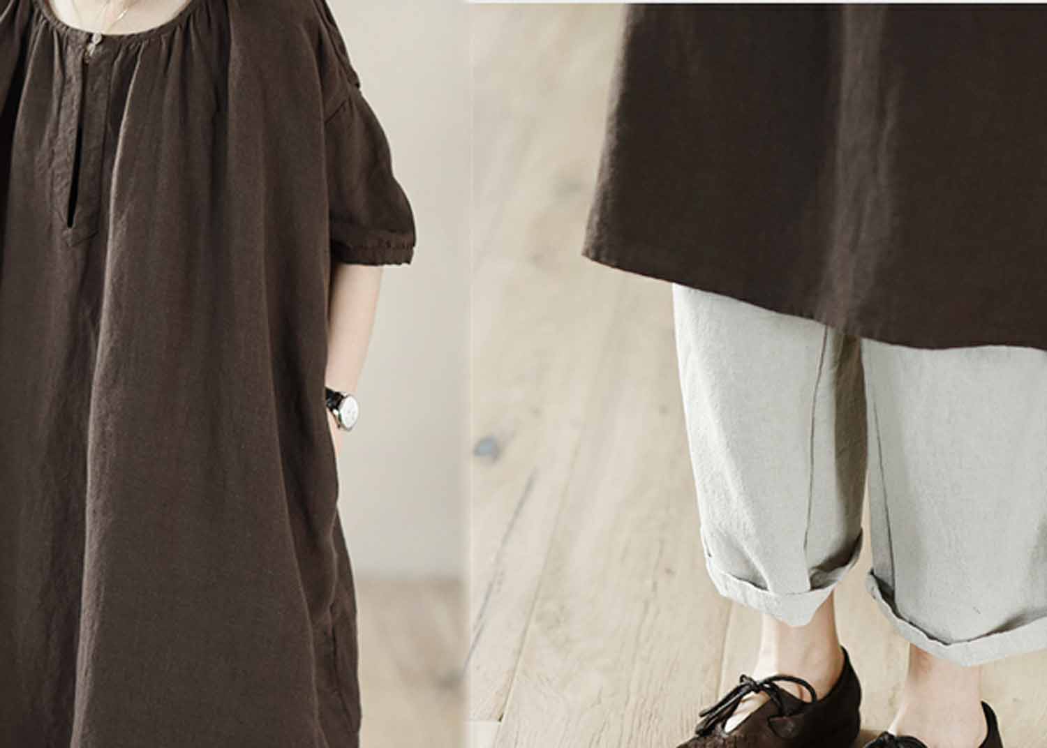 edoa Super Loose Linen Tunic Dress 