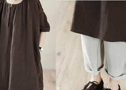 edoa Super Loose Linen Tunic Dress 