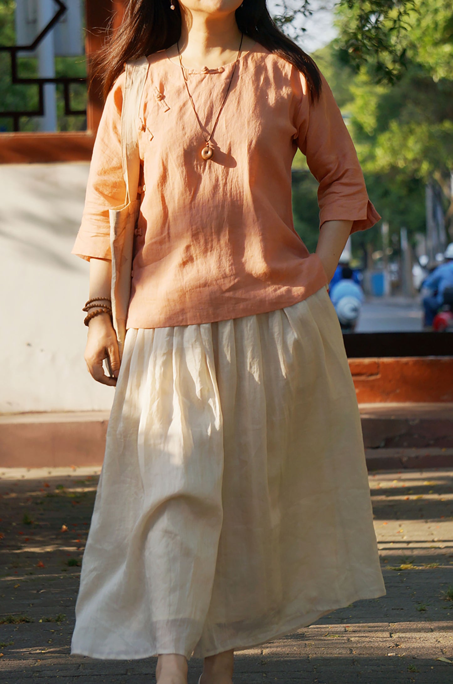 edoa Linen Cheongsam Blouse