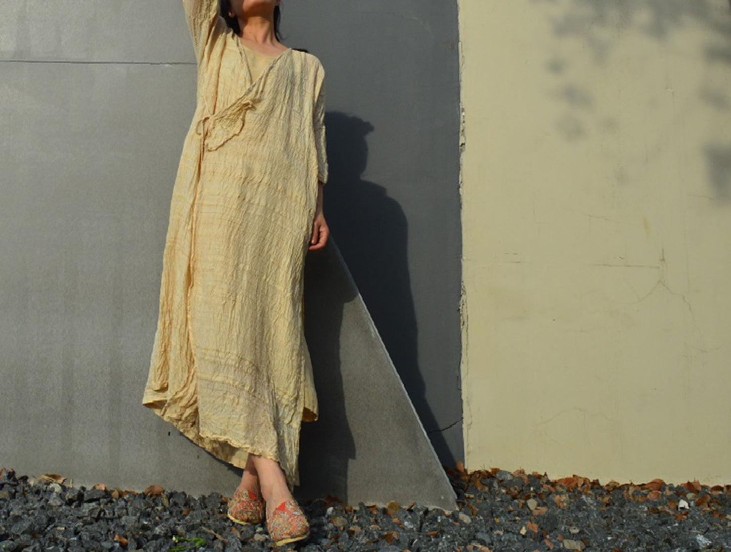 edoa Embroidered Hand-spun and Hand Woven Silk Dress