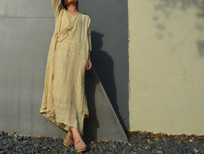 edoa Embroidered Hand-spun and Hand Woven Silk Dress