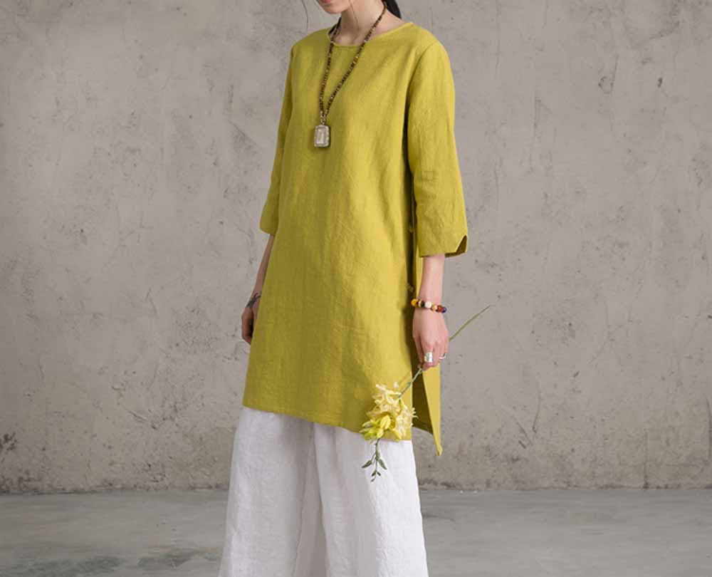 Plus Size Washed Linen Dress dr0154 758