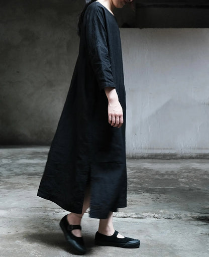 edoa Linen Tie-back Pullover Kaftan Dress