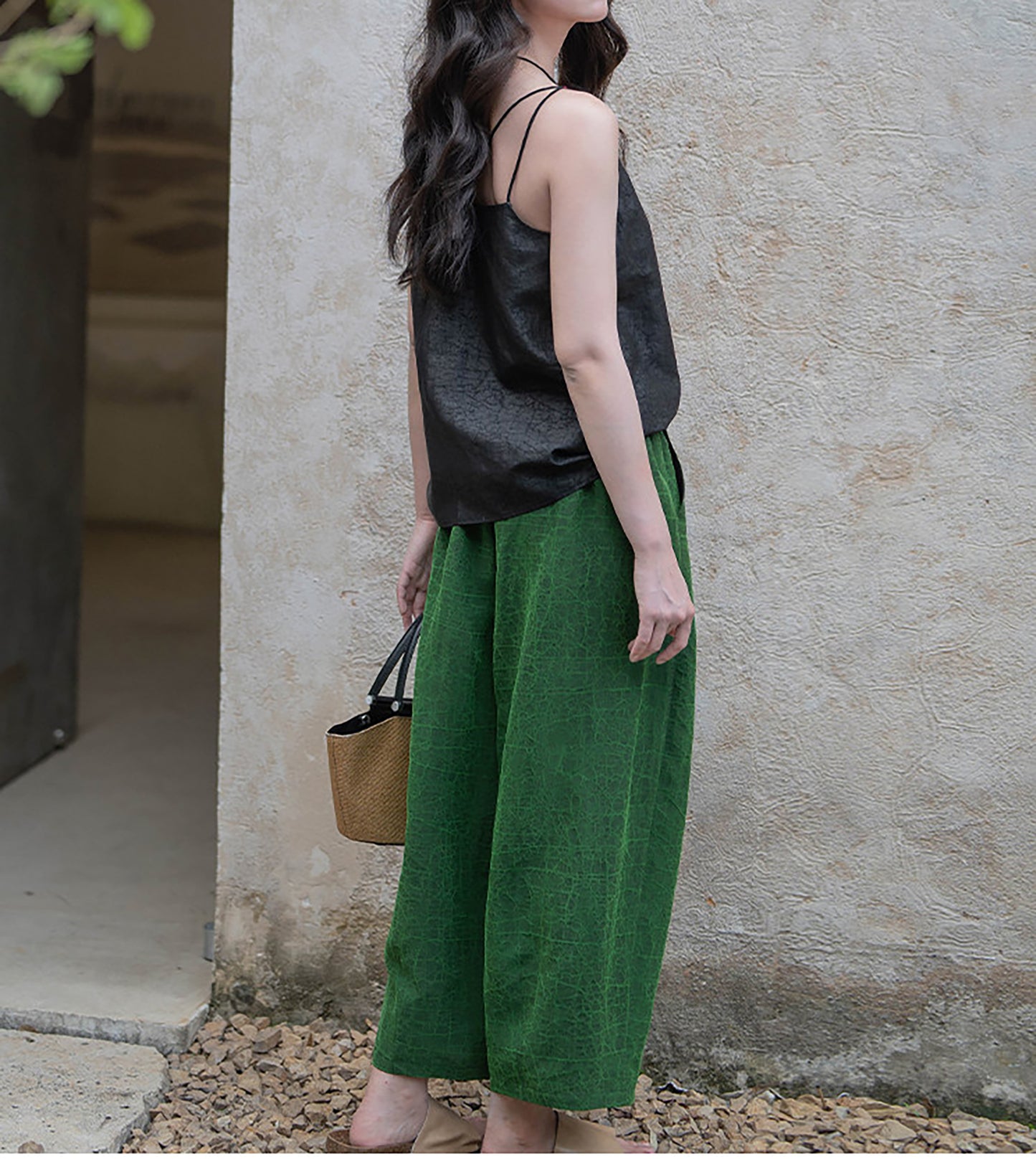 edoa Crackle Mud Silk Cami Top with Double Strap