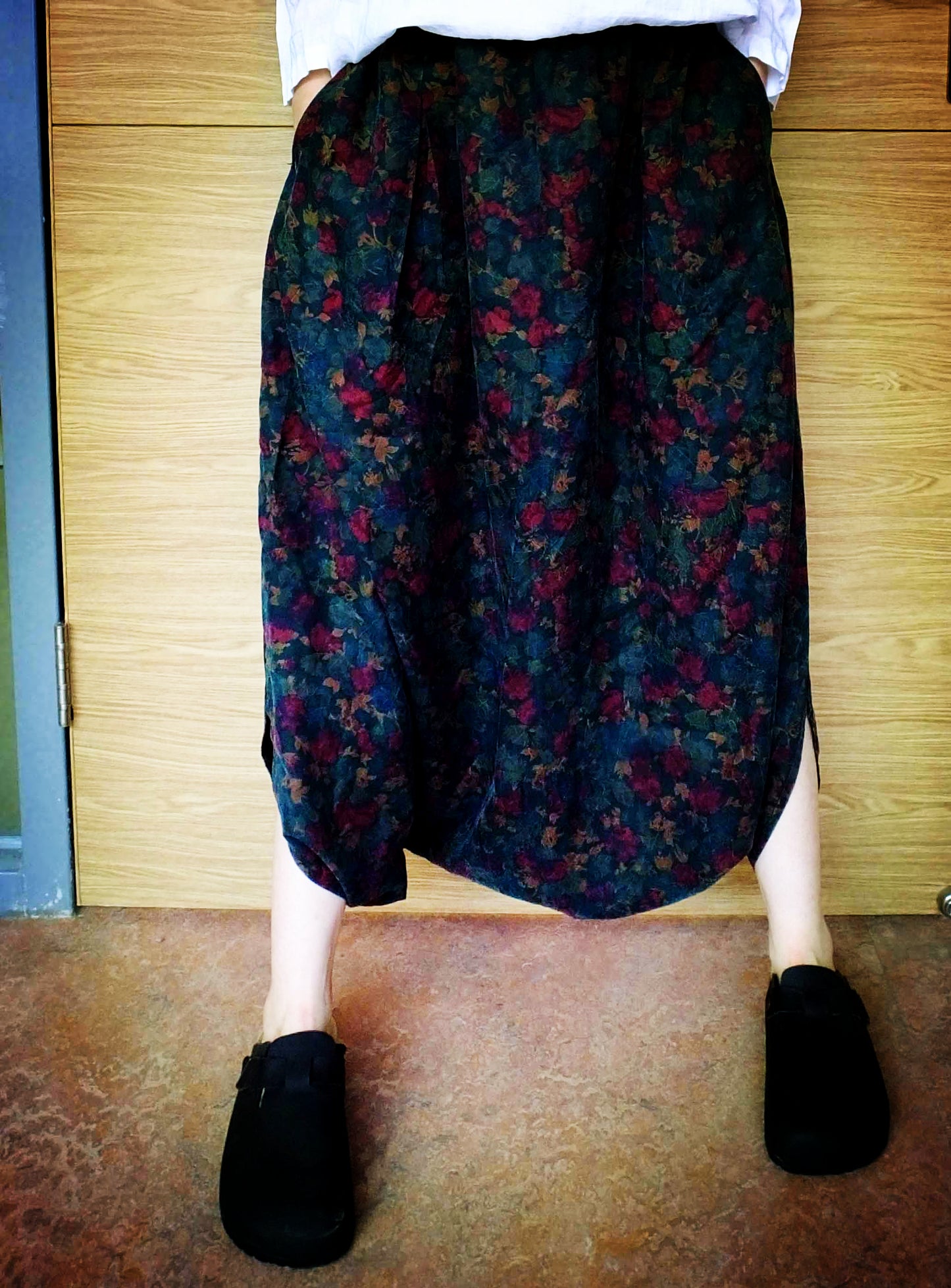 edoa Printed Mud Silk Habotai Harem Pants
