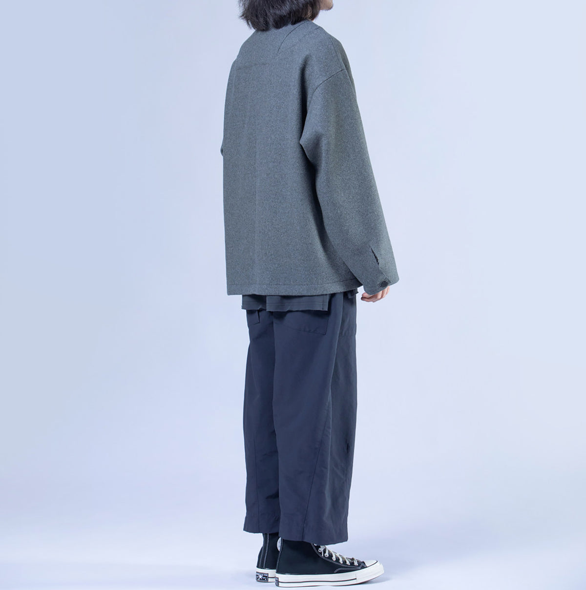edoa Casual Loose-fit Collarless Woolen Coat