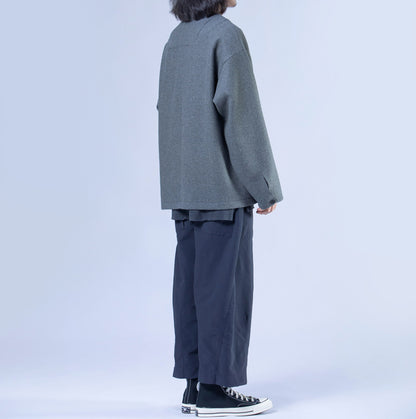 edoa Casual Loose-fit Collarless Woolen Coat