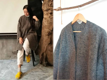 edoa Oversized Knit Wool Coat 
