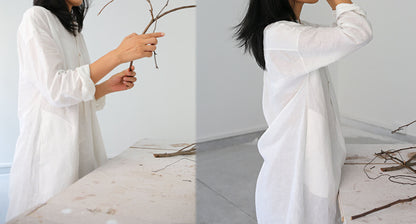 edoa Linen Stand Collar Tunic