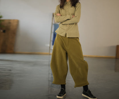 edoa Loose Unisex Cotton French Terry Cropped Pants