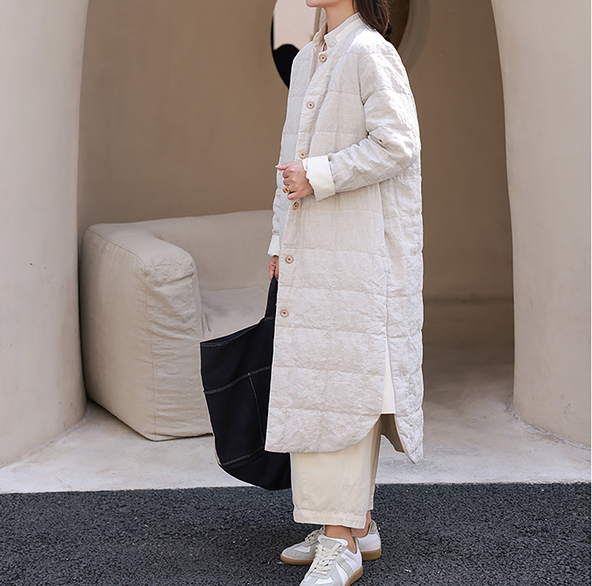 edoa Reversible Linen Down Coat 