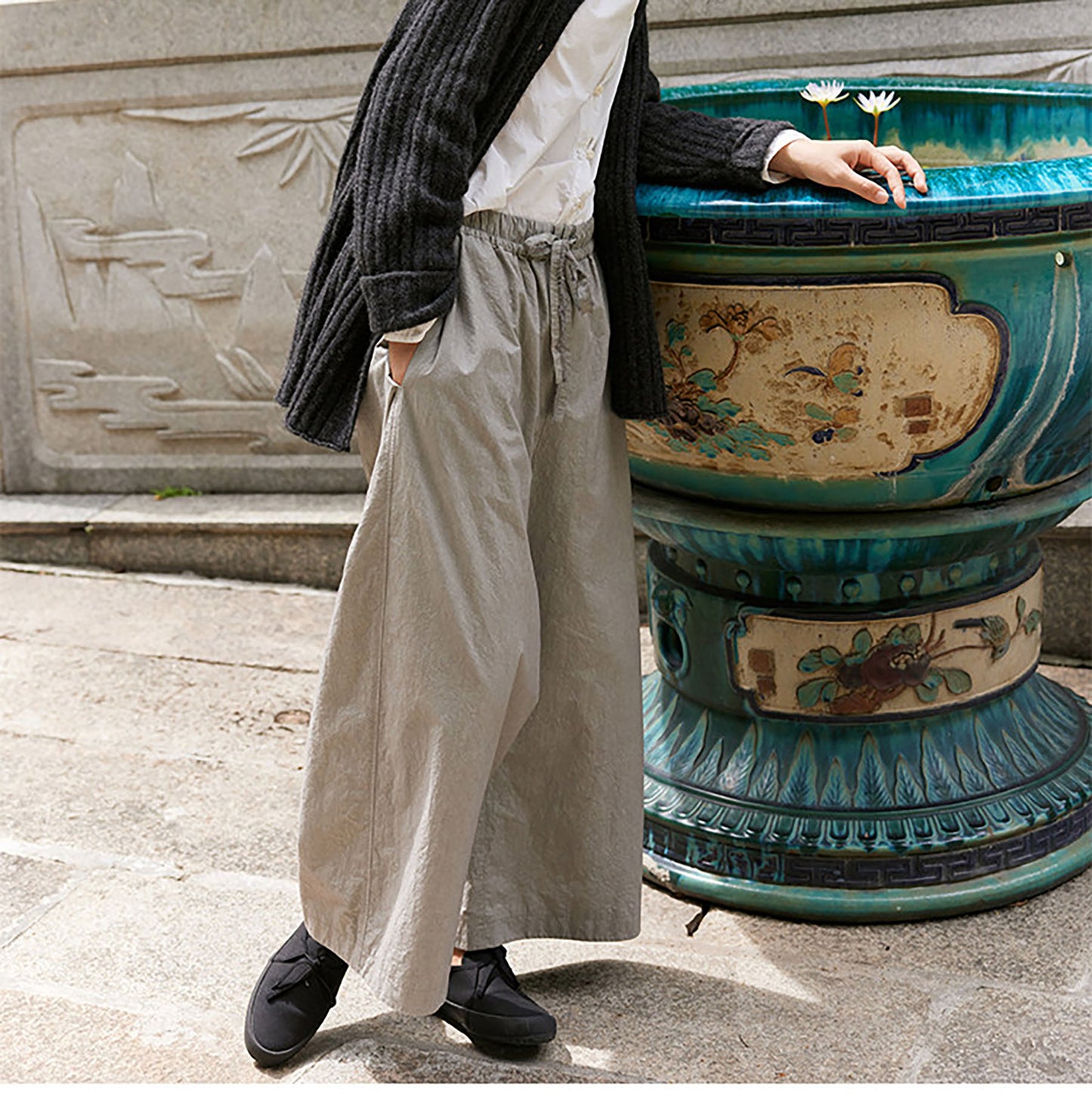 edoa High Density Japanese Cotton Wide Leg Pants