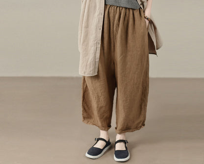 edoa Tapered Boyfriend Heavy Weight Washed Linen Pants