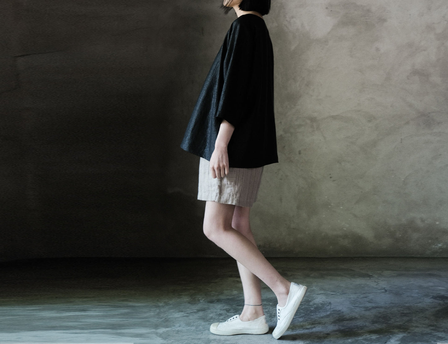 edoa Cracked Mud Silk 3/4 Sleeve Tee