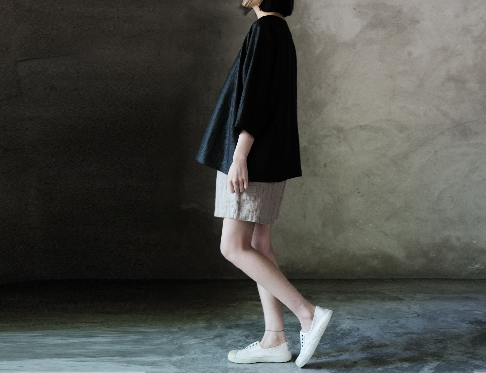 edoa Cracked Mud Silk 3/4 Sleeve Tee