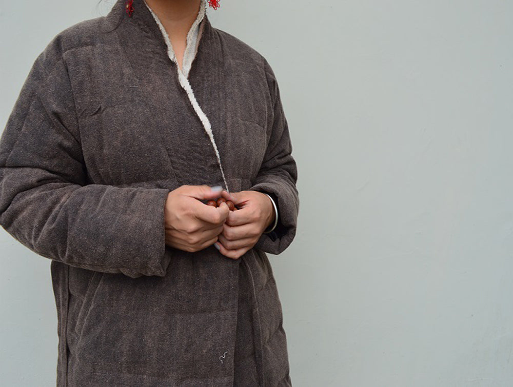 edoa Tussah Silk Winter Quilt Down Coat