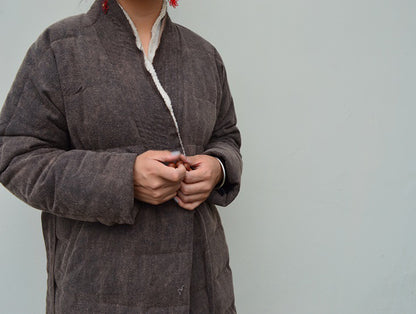 edoa Tussah Silk Winter Quilt Down Coat