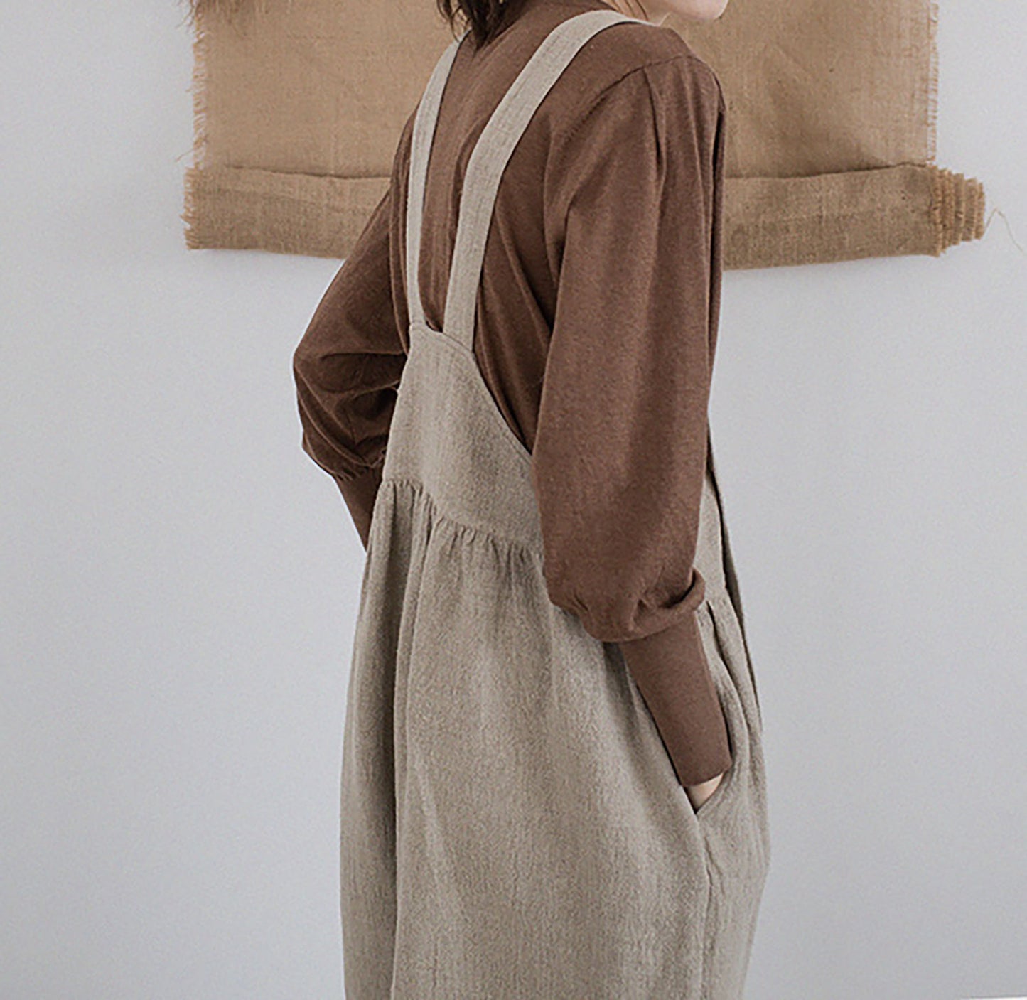 edoa Loose Flax Linen Salopette