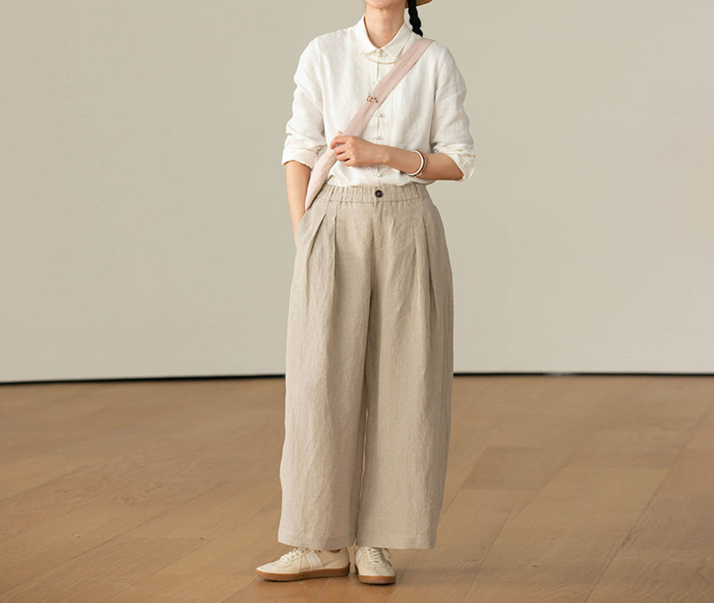 edoa Washed Linen Modified Chinese Blouse