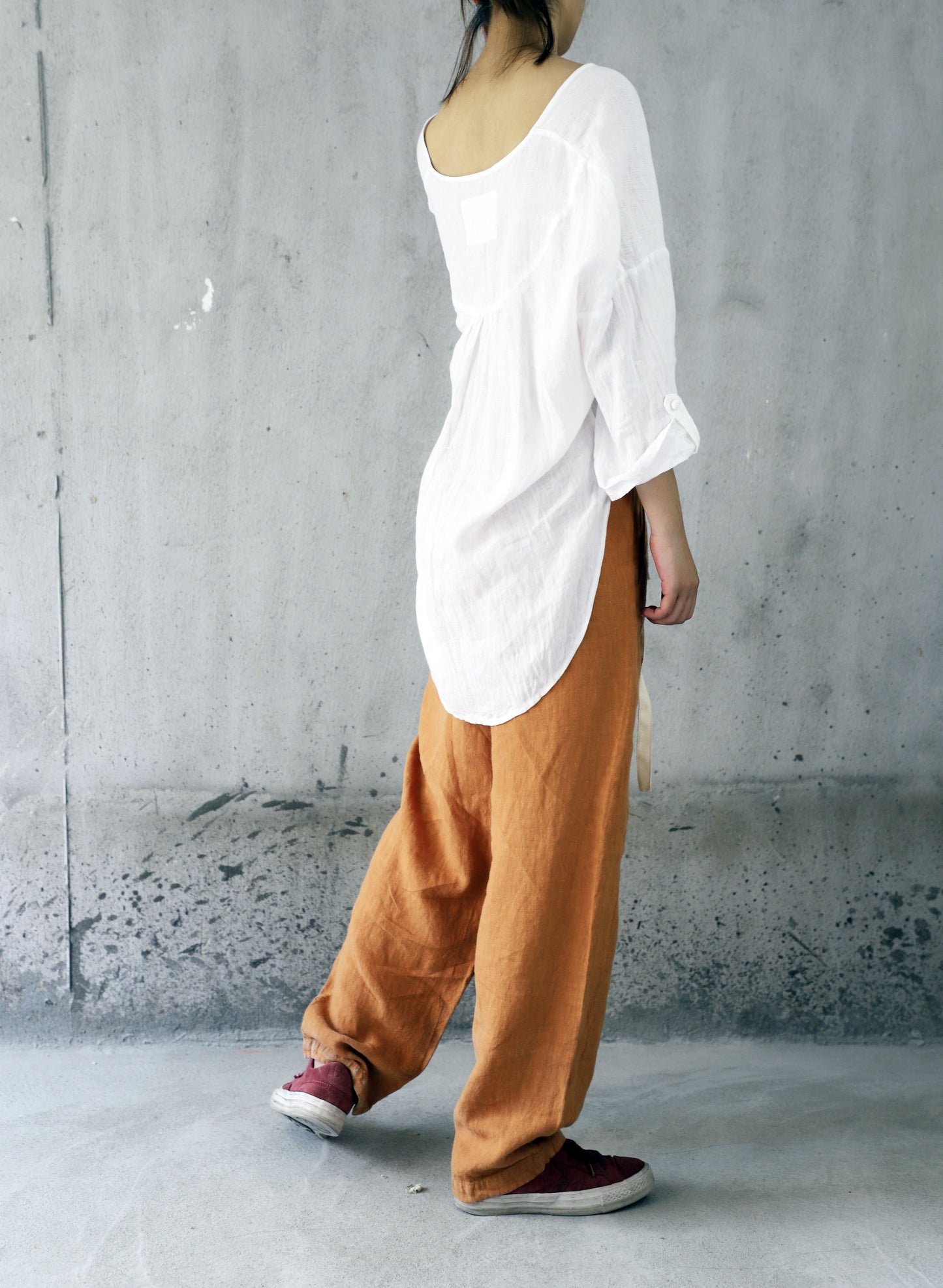 edoa High Counted French Linen Blouse