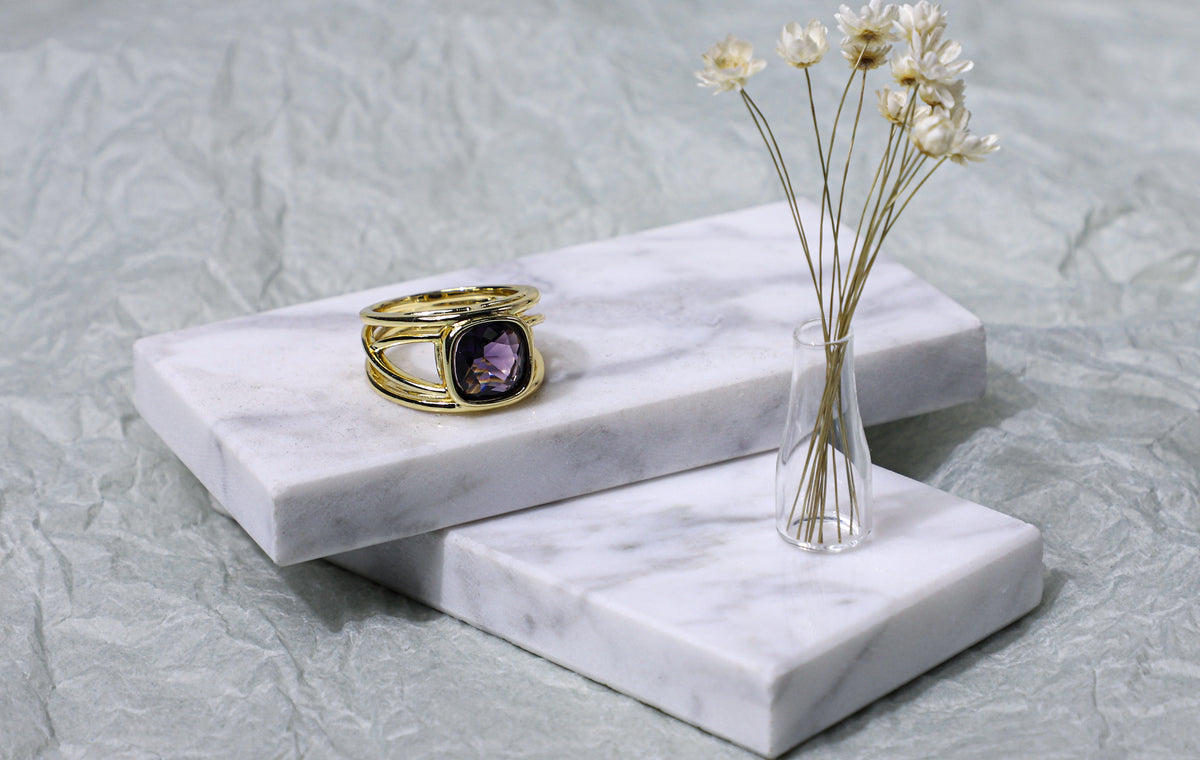 edoa Vinatge Wire Wrapping Square Amethyst Ring