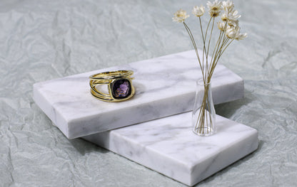edoa Vinatge Wire Wrapping Square Amethyst Ring