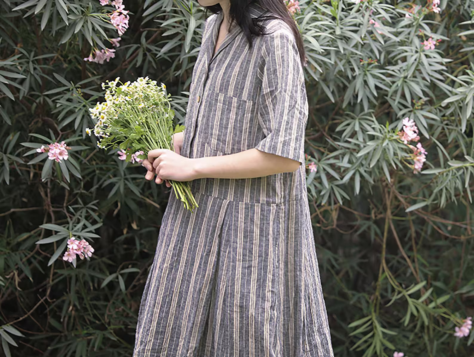edoa Loose Fitting Stripe Blouse Dress