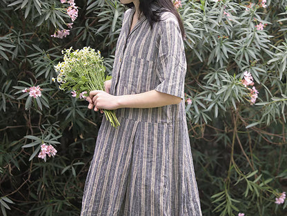 edoa Loose Fitting Stripe Blouse Dress