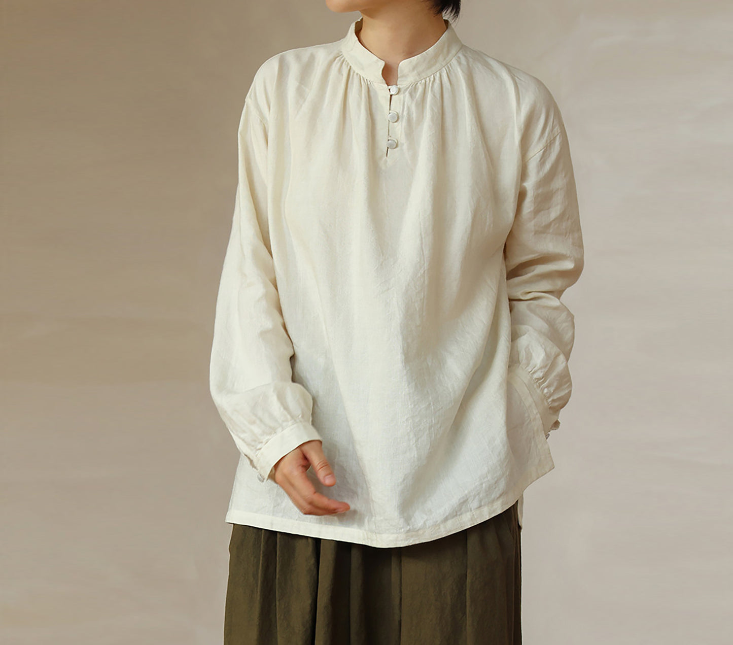 edoa Tussah Silk Linen Blend Chines Blouse