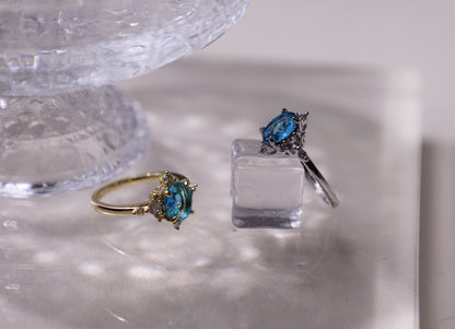 edoa The Ethereal Mermaid Tear Dreamy Aquamarine Ring