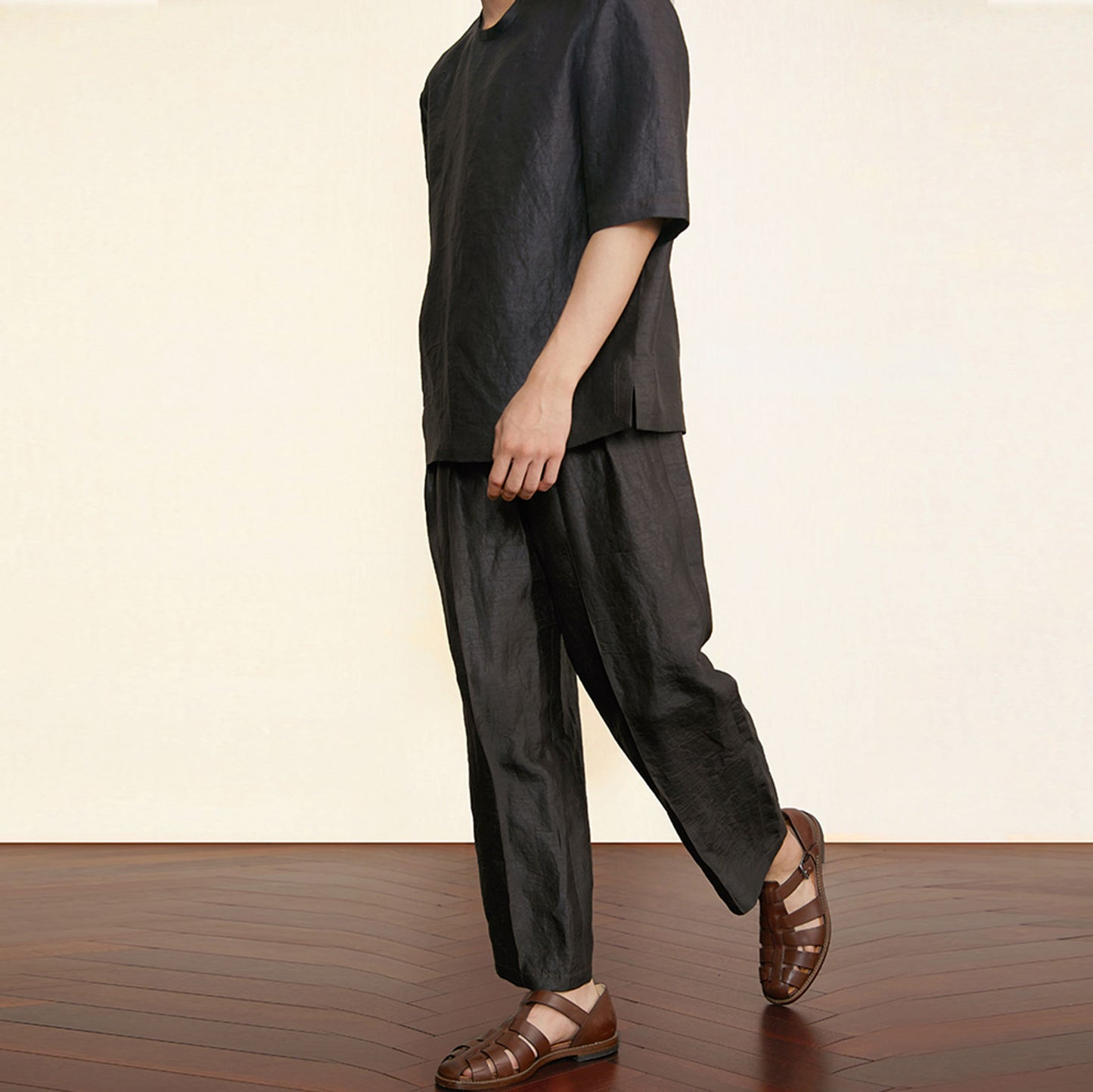 edoa Chinese Mud Silk Pleated Pants