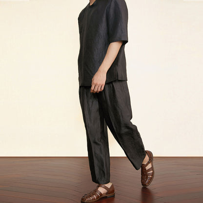 edoa Chinese Mud Silk Pleated Pants