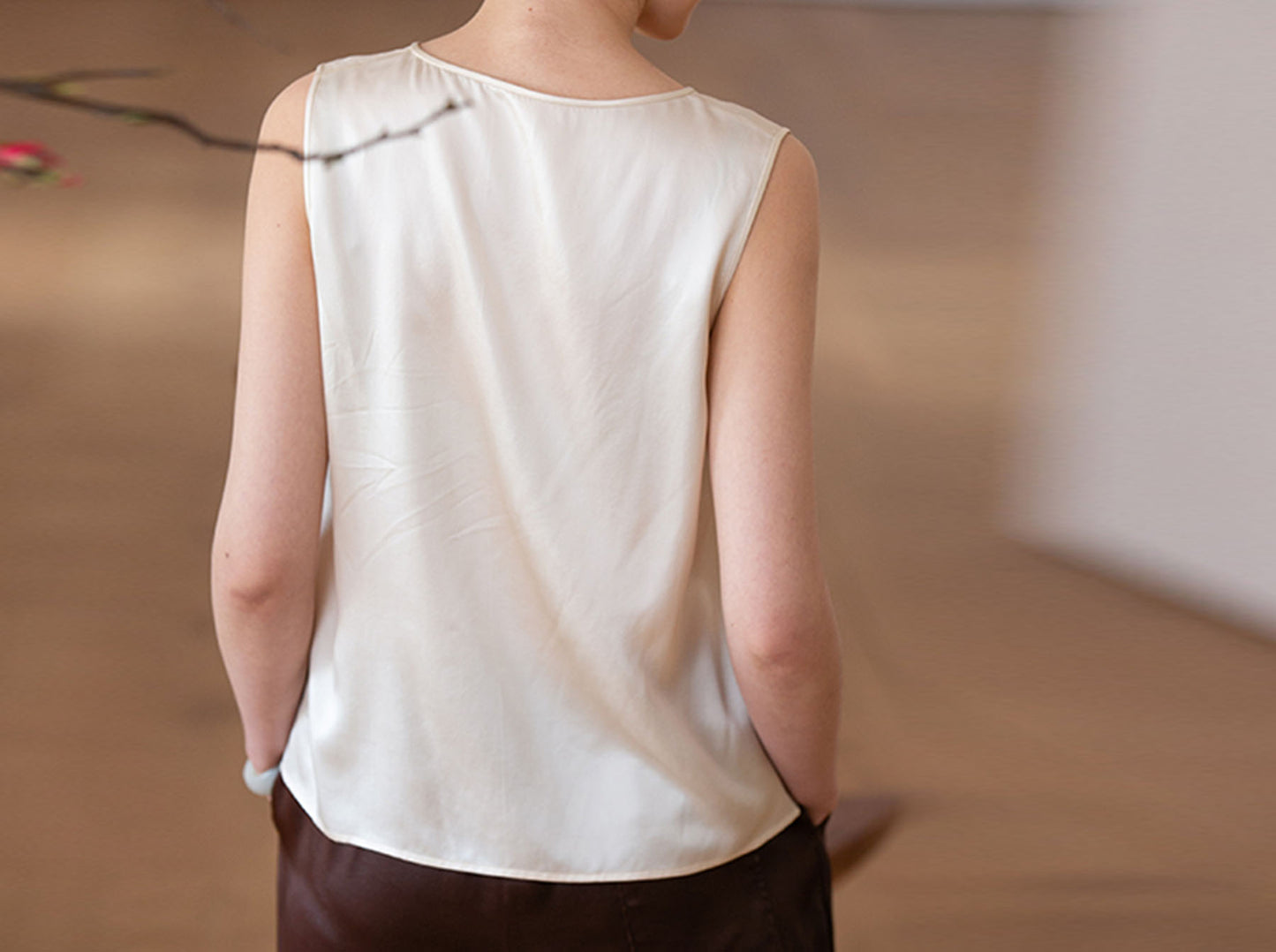 edoa Pure Silk Satin Tank Top