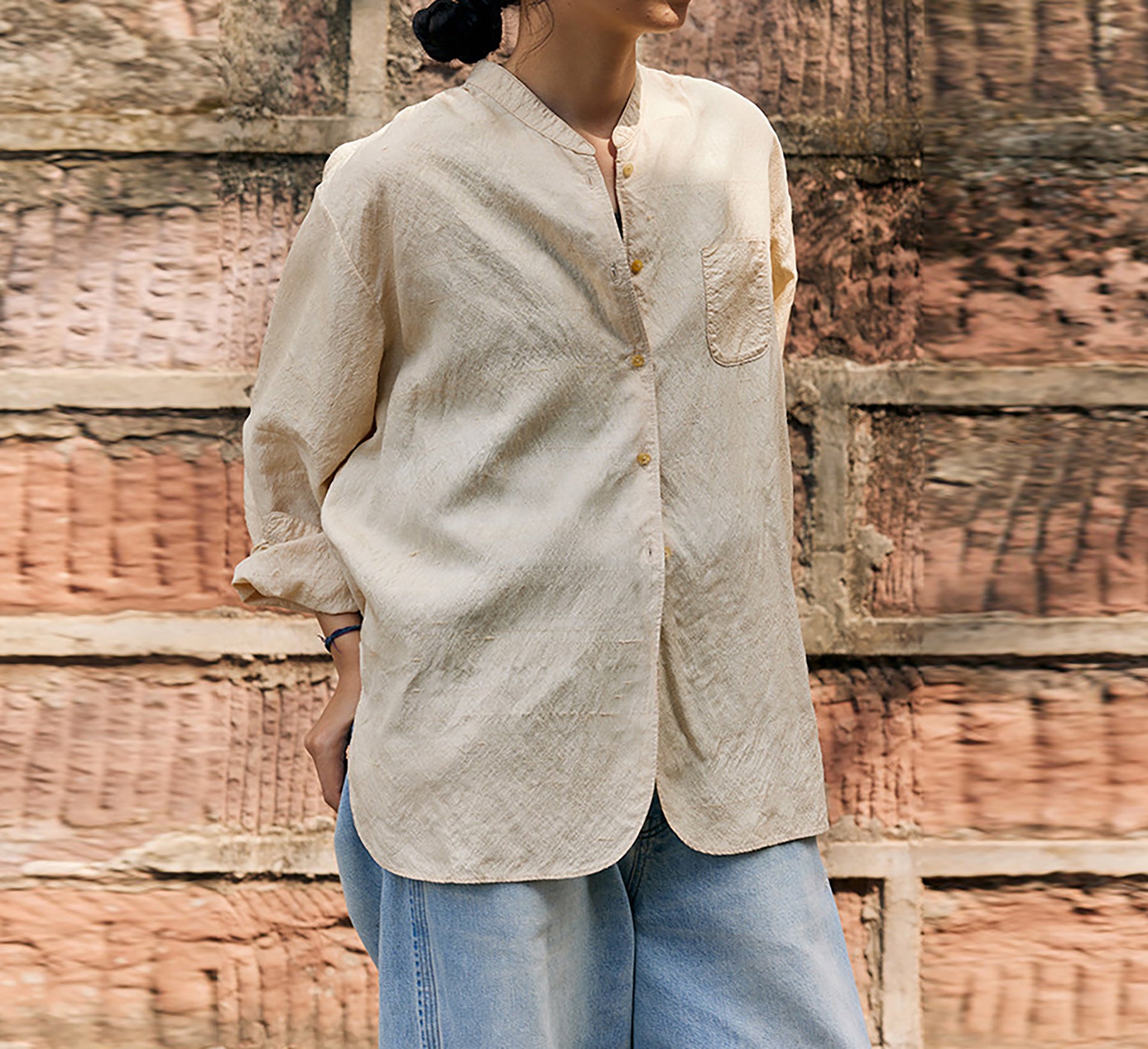 edoa Dupioni Tussah Silk Chinese Over Blouse