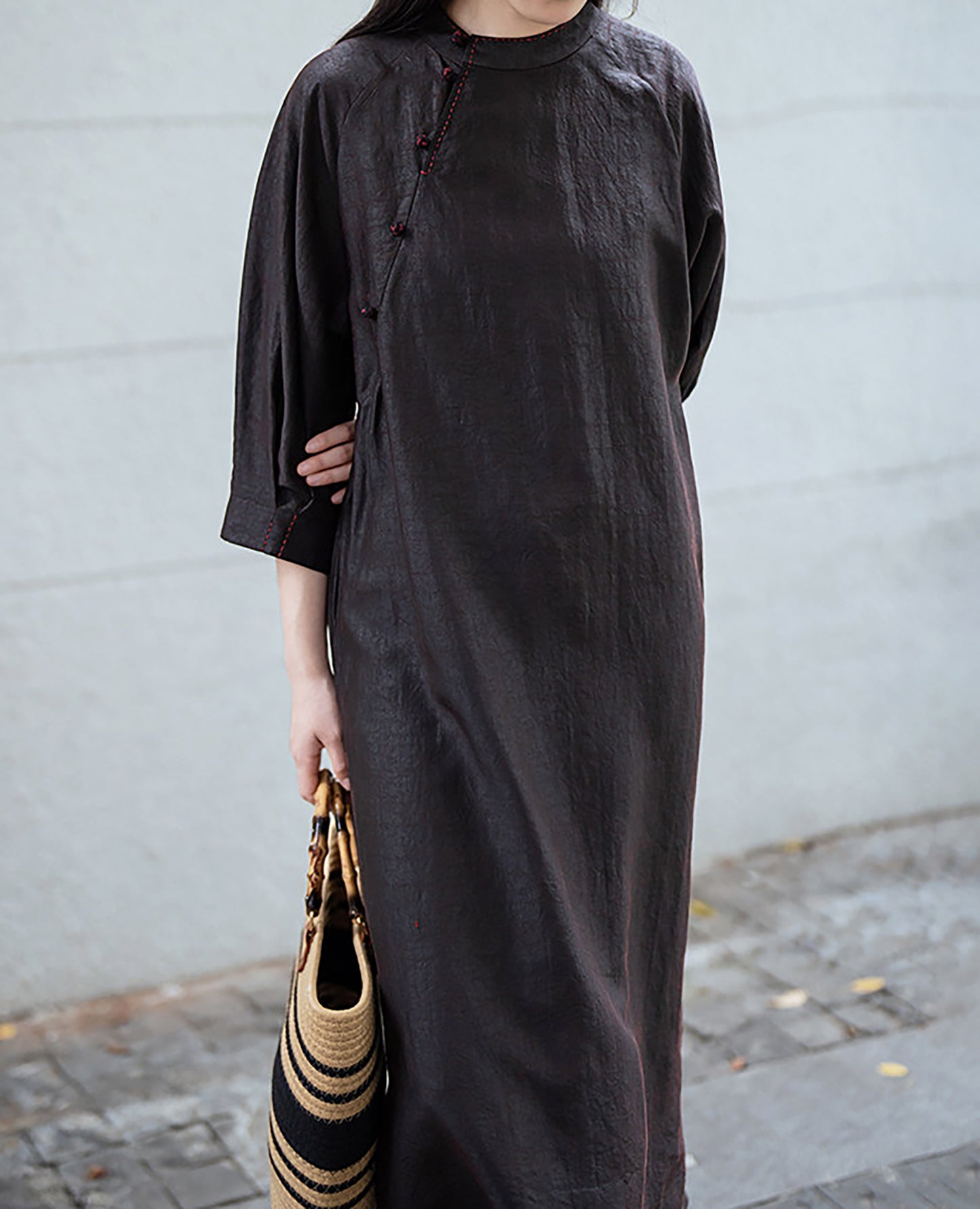 edoa Cracked Mud Silk Full Dress