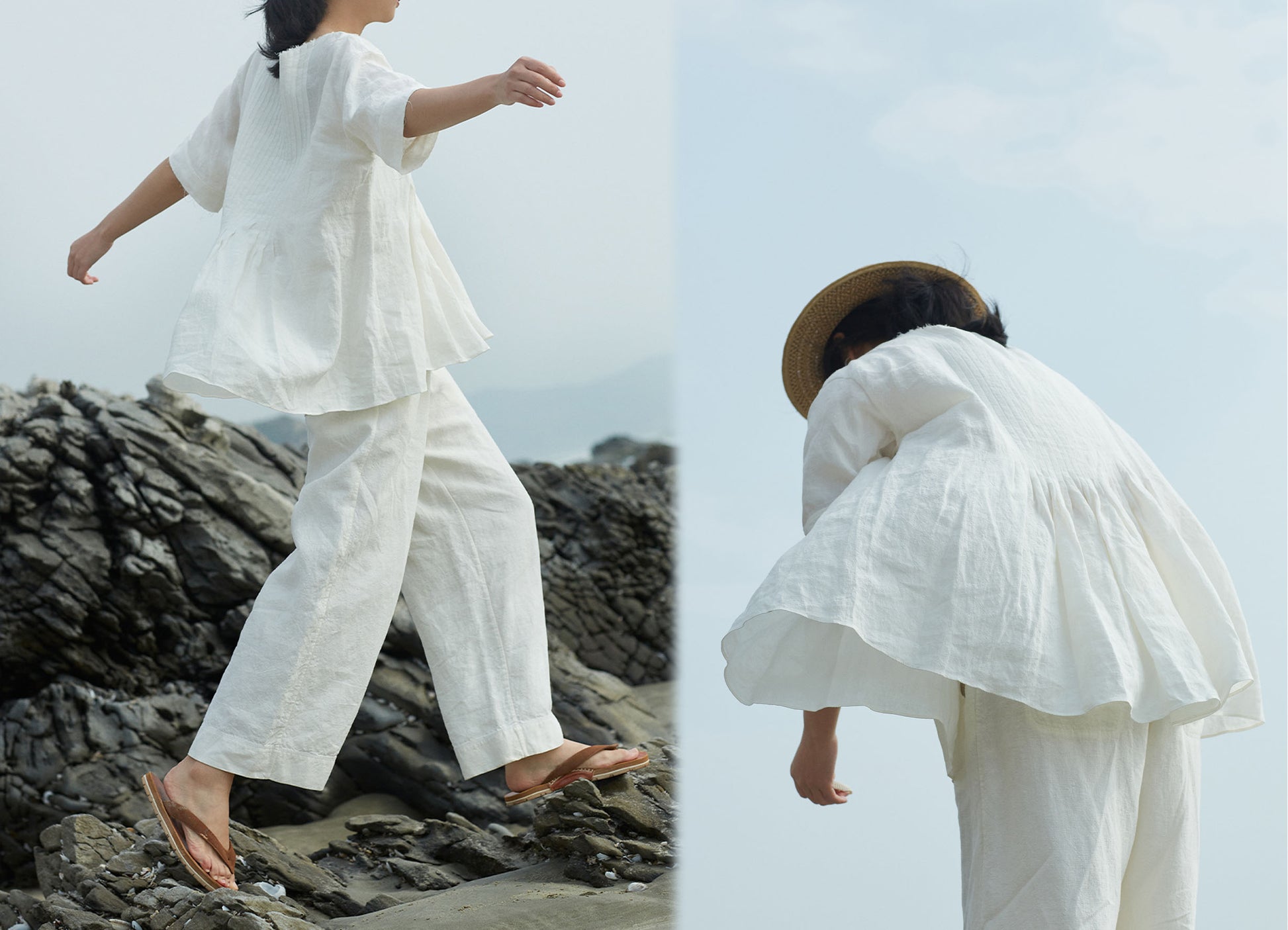 edoa Pintucked Linen Blouse