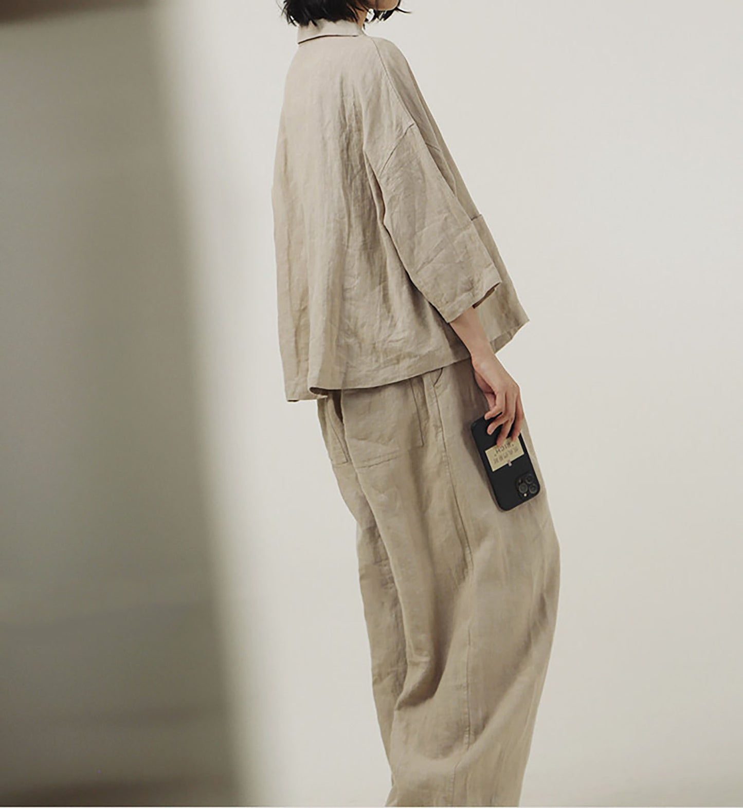 edoa Spring Loose Linen Short Jacket