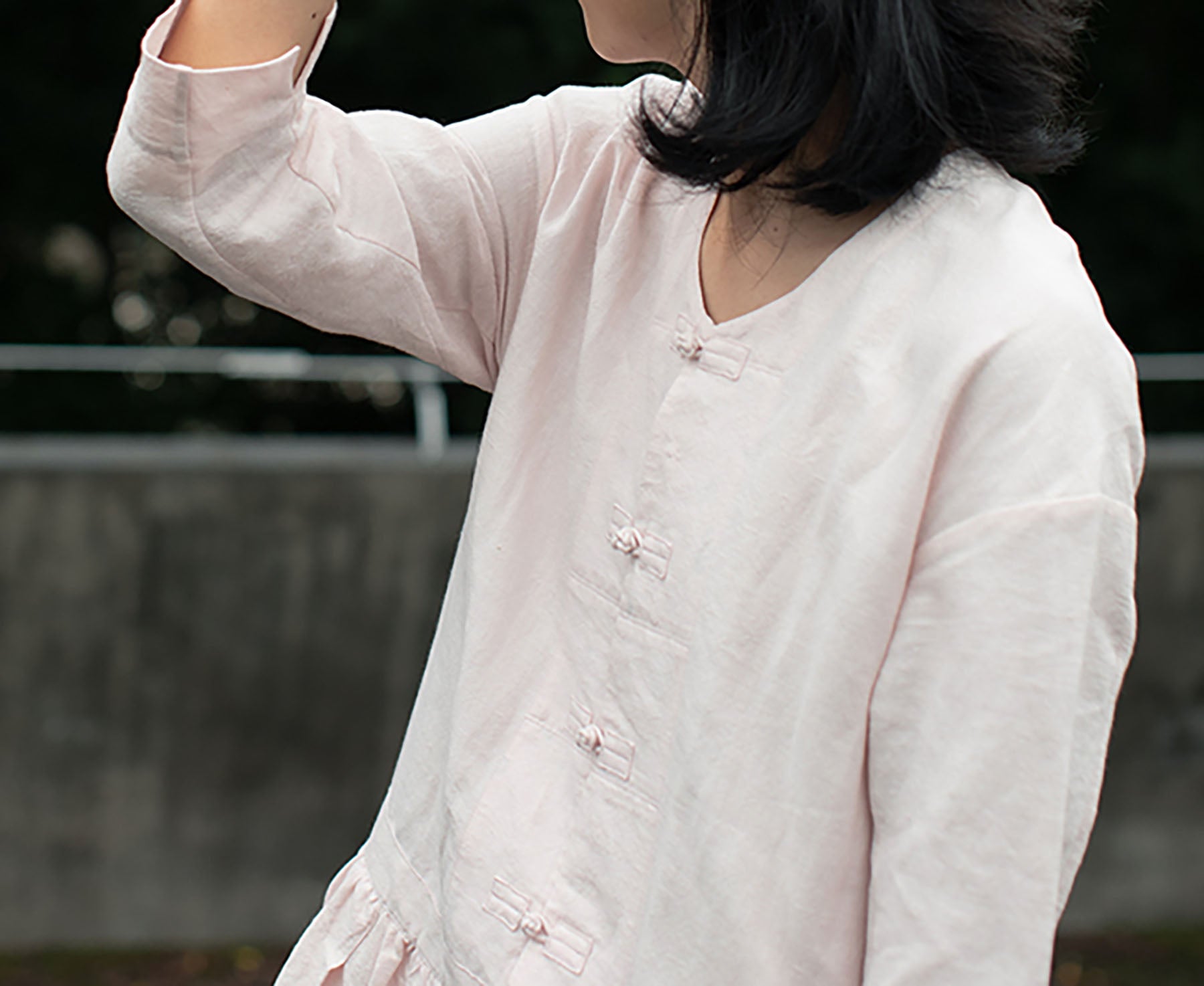 edoa Bracelet Sleeves Linen Shirt Dress