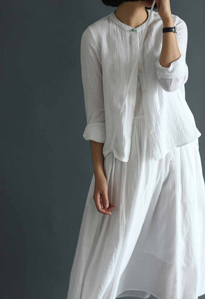 edoa Cotton Gathering Asymmetric Sleeveless Dress