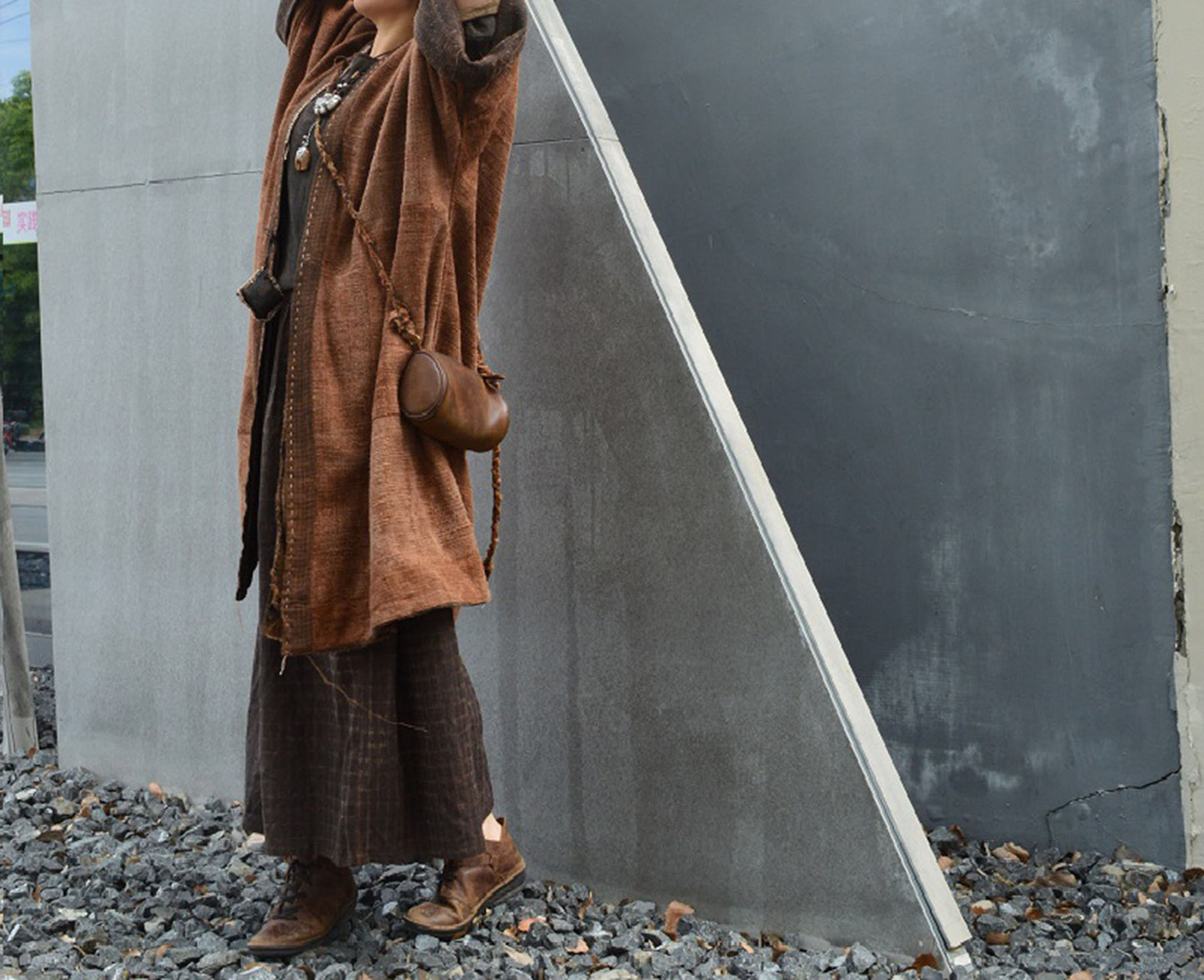 edoa Reversible Oversized Mud Tussah Silk Kimono Coat