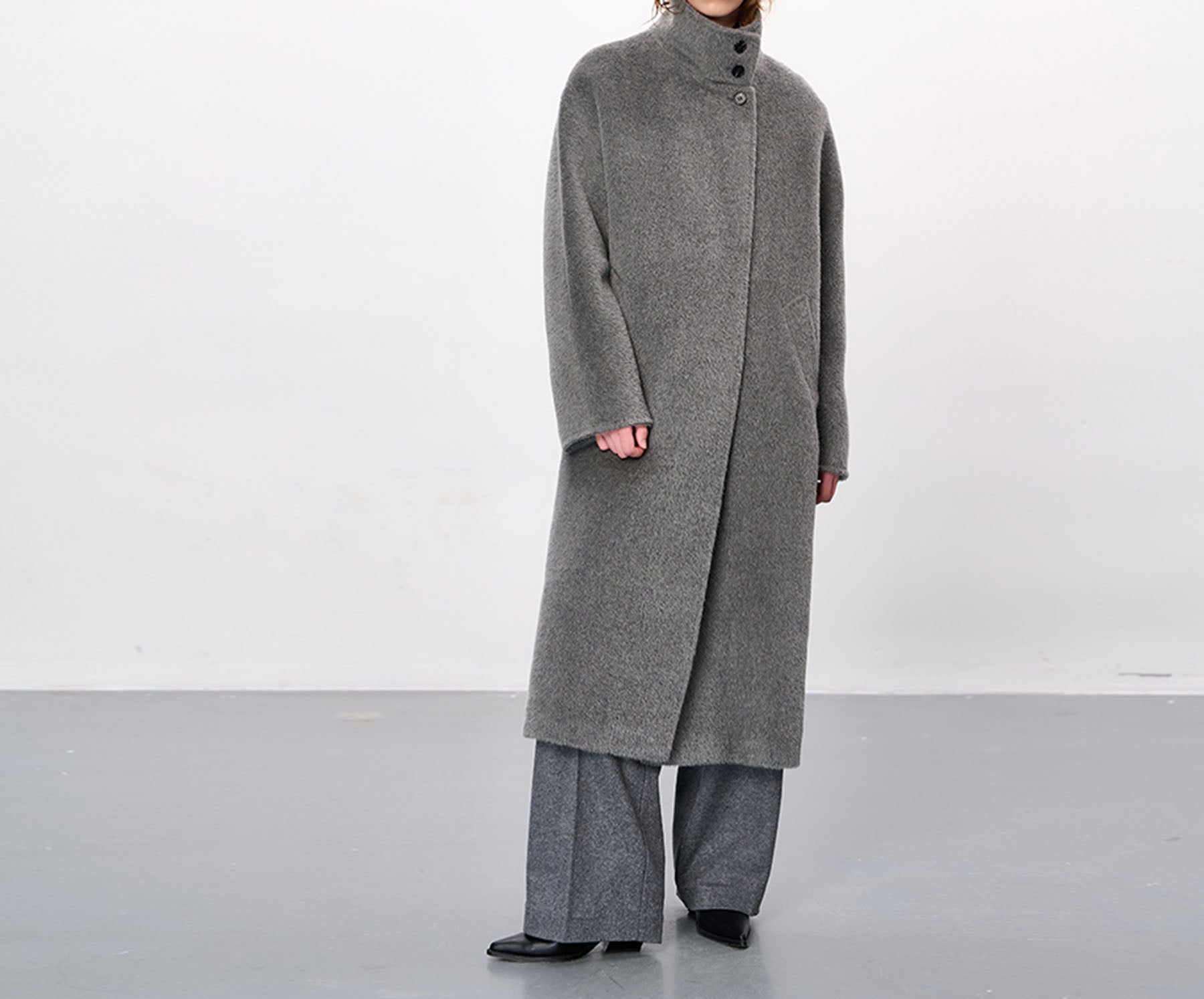 edoa Suri Alpaca Funnel Neck Cocoon Coat 