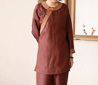 edoa Luxury Cracked Mud Silk Habotai Chinese Style Cheongsam