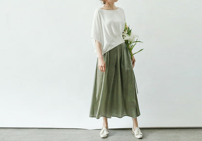 edoa Silk Crepe de Chine Pleated Crop Top