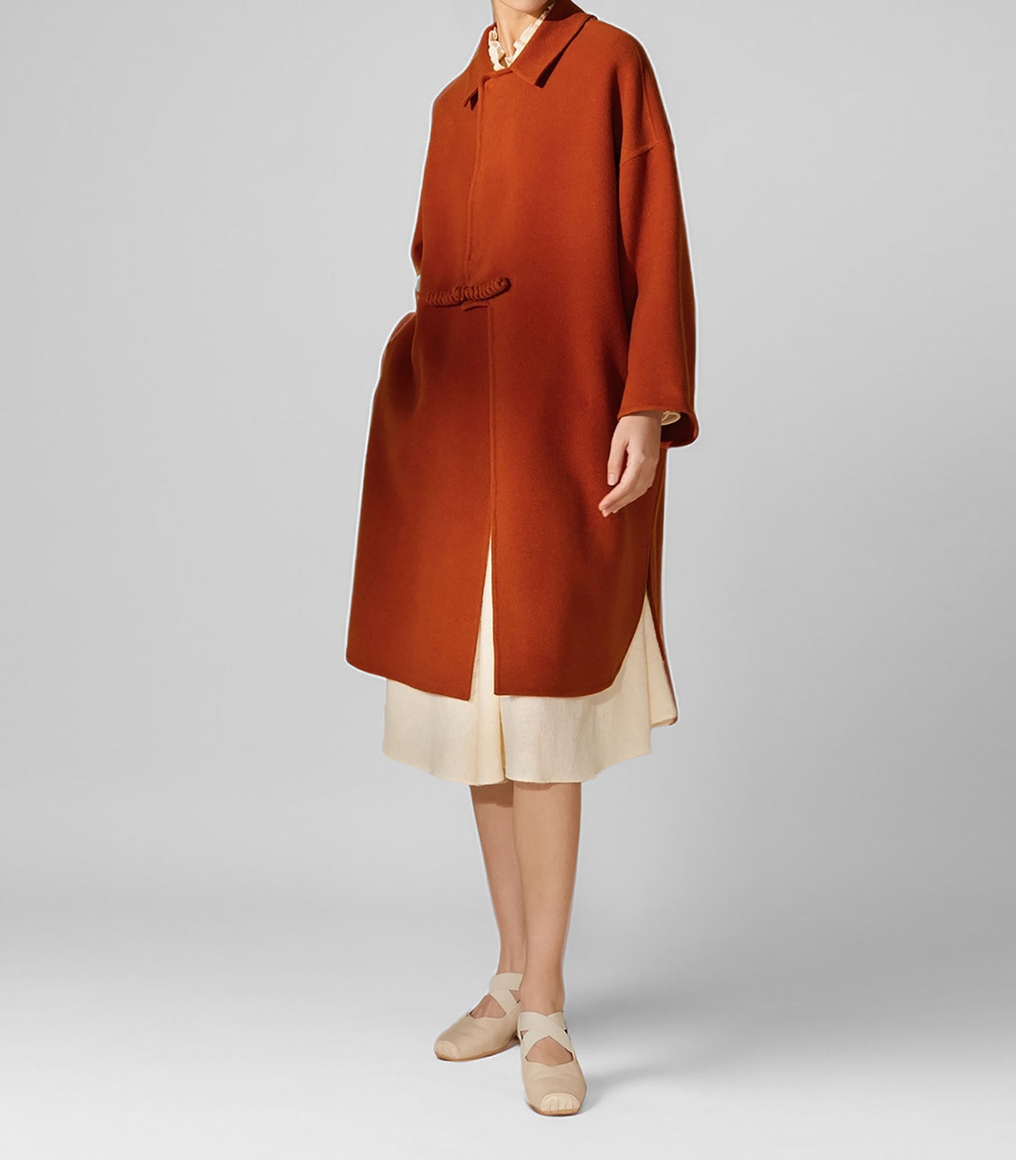 edoa Chinese Style Double-faced Wool Coat 